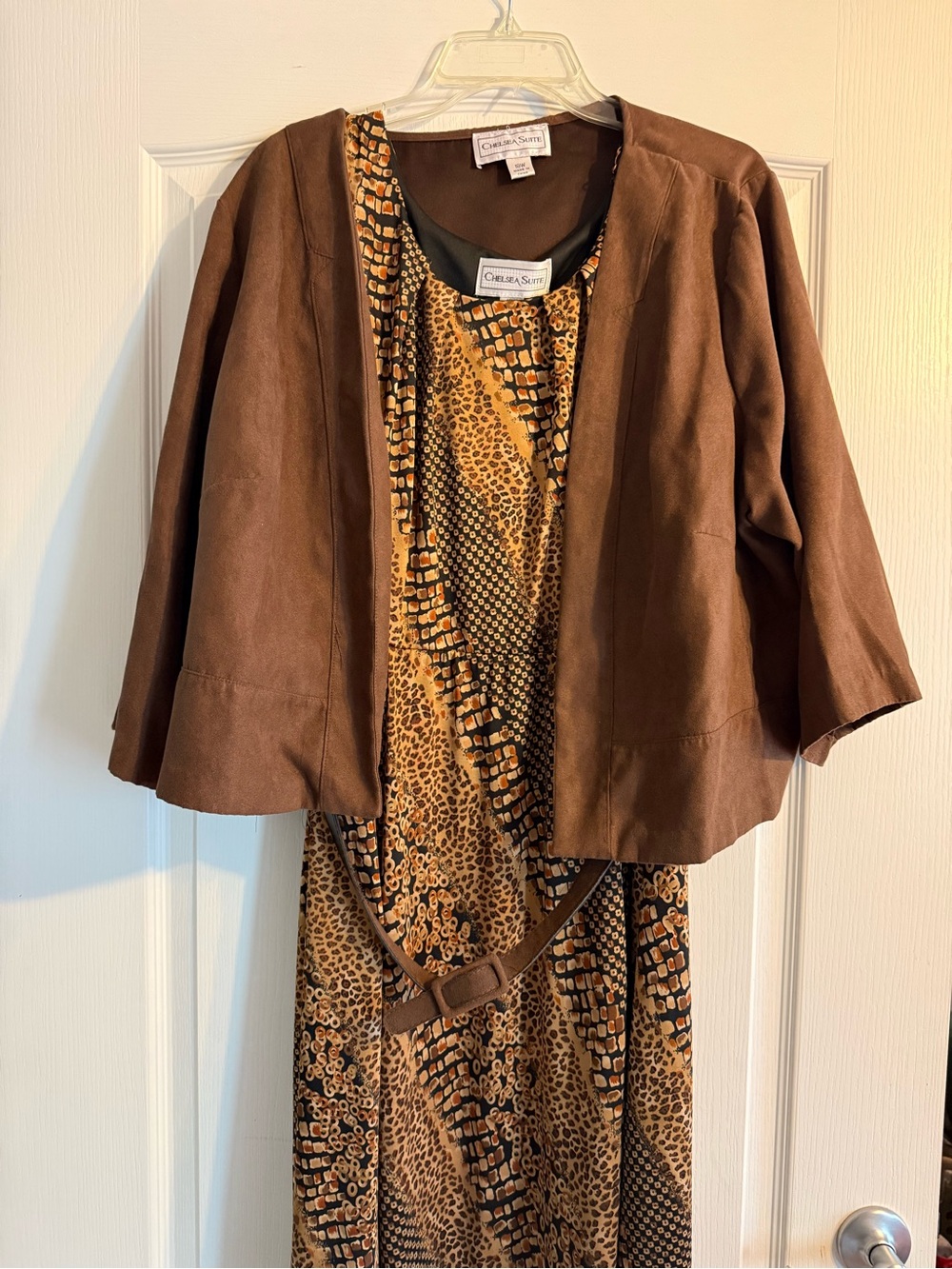 Chelsea Suite Brown Printed Dress with Matching Jacket